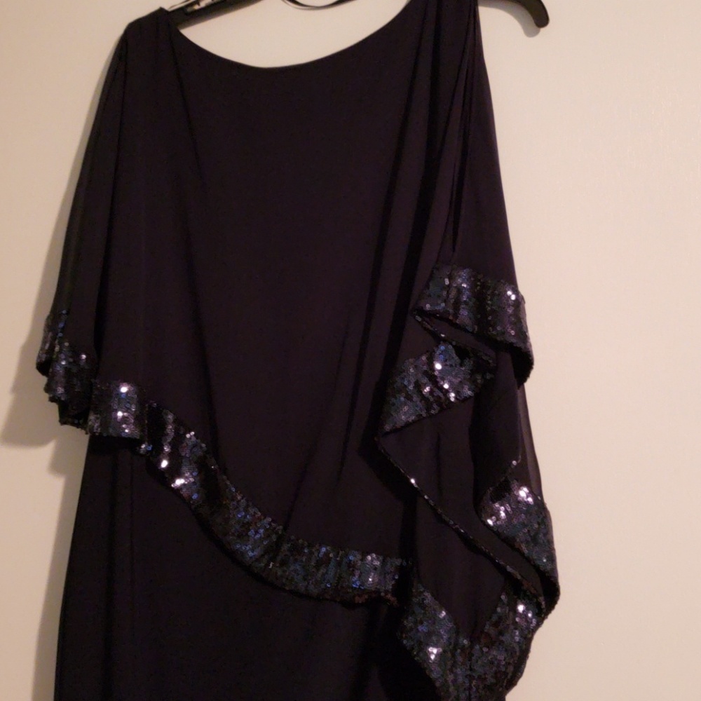 Navy Sheer overlay cocktail dress